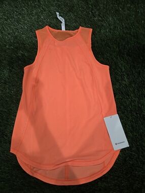 lululemon athletica Neon Orange Mesh-Shoulder Athletic Tank